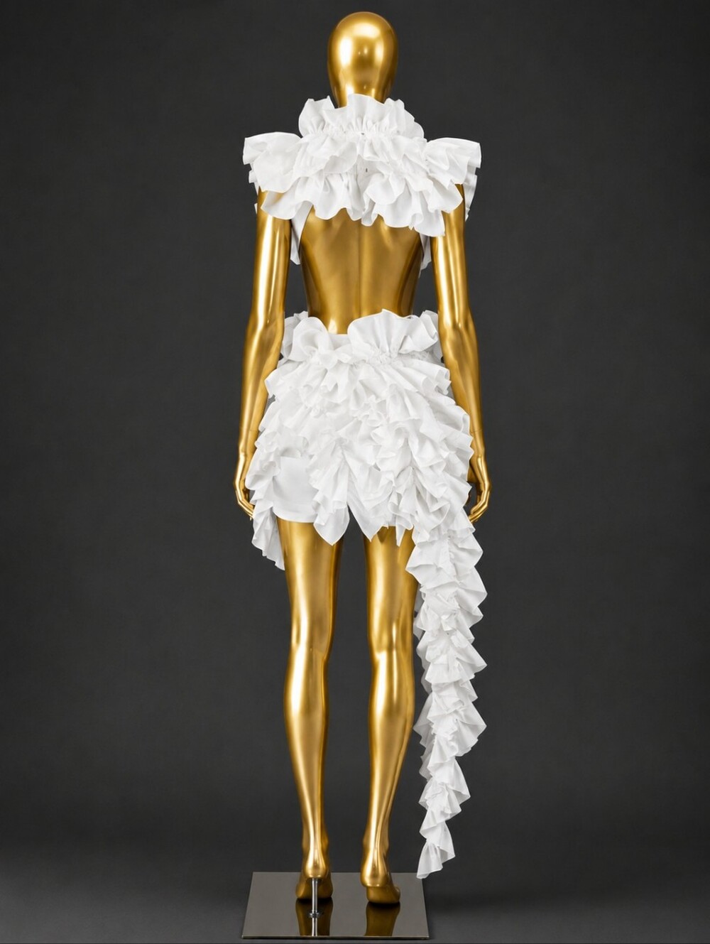 💋WHITE RUFFLLED BACKLESS DRESS!! - Picture 7 of 11